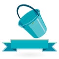 Blue nice classical plastic bucket with black handle on white Royalty Free Stock Photo